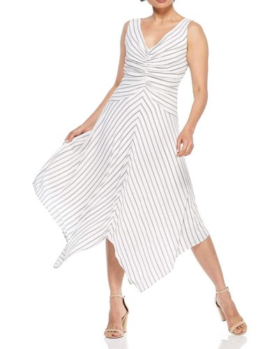 Maggy London Petite Rope Stripe Novelty Fit And Flare - White