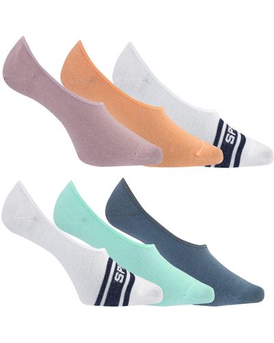 Sperry Top-Sider Solid Sneaker Liner Socks-6 Pair Pack-arch Support And Silicone Heel Gripper - Blue