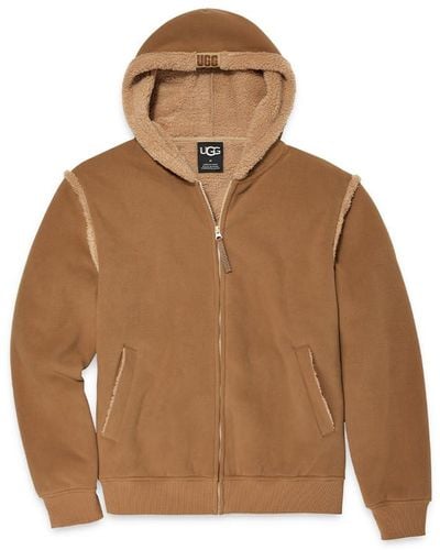 UGG Evren Bonded Fleece Zip Up Sweatshirt - Brown