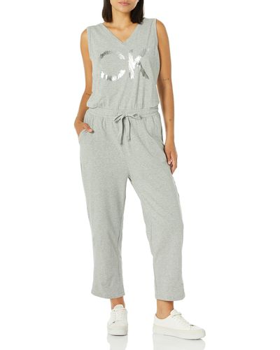 Calvin Klein Dress Casual Logo V-neck Sleeveless Jumpsuit Romper - Multicolor