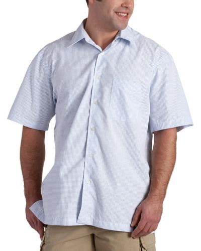 Izod Short Sleeve Sueded Poplin Check Shirt - White
