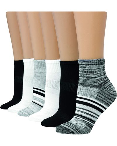 Hanes Womens 6-pair Lightweight Breathable Ventilation Ankle Fashion Liner Socks - Gray