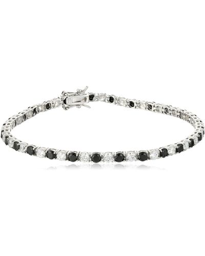 Amazon Essentials Amazon Collection Sterling Silver Alternating Black And White Prong Set Aaa Cubic Zirconia Tennis Bracelet
