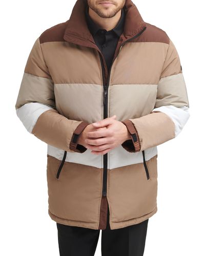 DKNY Quilted Walking Fashion Puffer - Brown