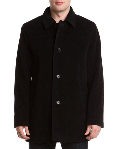 Cole Haan Wool Cashmere Button Front Topper - Black