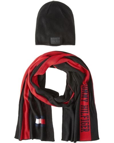 Tommy Hilfiger Embroidered Flag Beanie And Logo Scarf Set