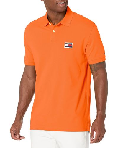 Tommy Hilfiger Mens Pride Short Sleeve In Regular Fit Polo Shirt - Orange