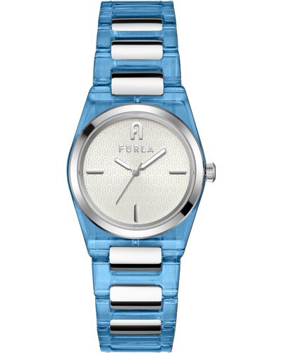 Furla Stainless Steel & Blue Acetate Bracelet Watch