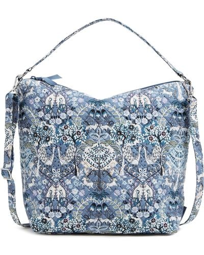 Vera Bradley Cotton Oversized Hobo Shoulder Bag - Blue
