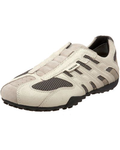 Geox Uomo Snake Slip-on Fashion Sneaker,white/grey,39 Eu - Natural