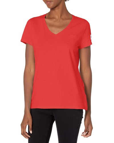 Calvin Klein Short Sleeve V-neck T-shirt - Red