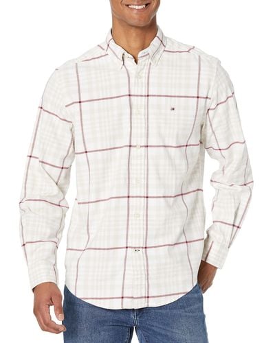 Tommy Hilfiger Long Sleeve Casual Button-down Shirt In Classic Fit - White