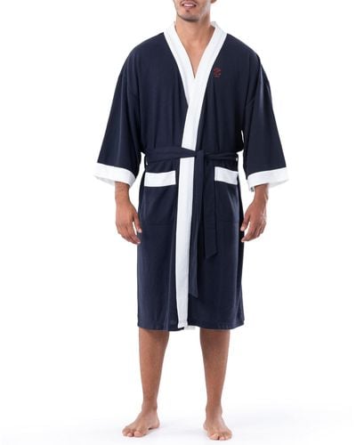 Izod Waffle Knit Kimono Robe - Blue