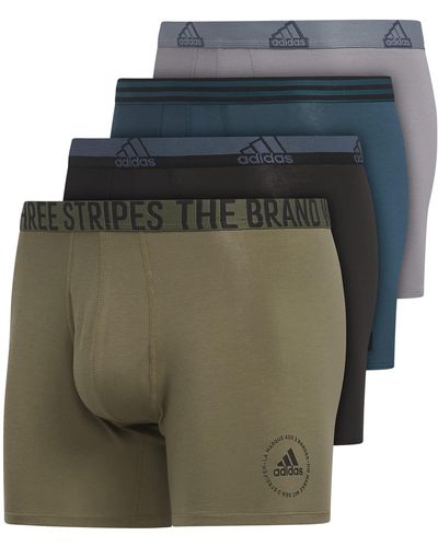 adidas Stretch Cotton Boxer Brief Underwear - Green