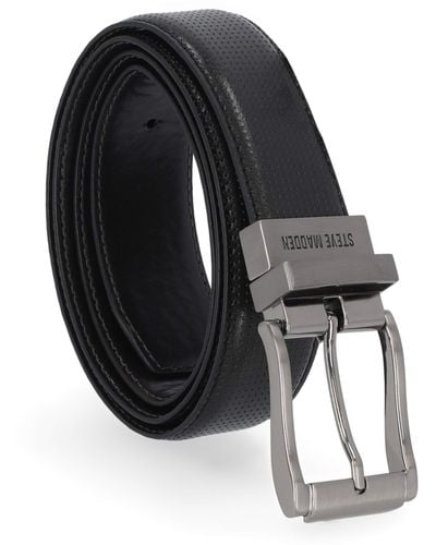 Steve Madden Dress Casual Every Day Reversible Leather Belts - Black