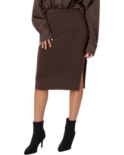 Norma Kamali Side Slit Skirt Cover The Knee - Brown