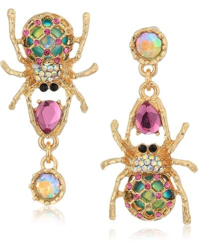 Betsey Johnson Spider Non-matching Drop Earrings - Metallic