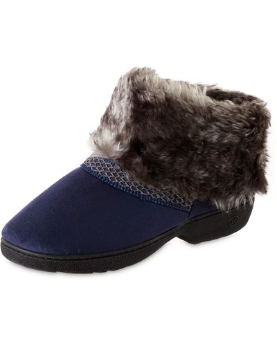 Isotoner Recycled Microsuede Mallory Boot Slipper - Blue