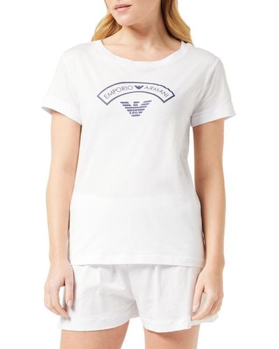Emporio Armani Womens Logomania Short Pajama Set - White