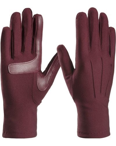 Isotoner 's Spandex Cold Weather Stretch Gloves With Warm Fleece Lining - Purple