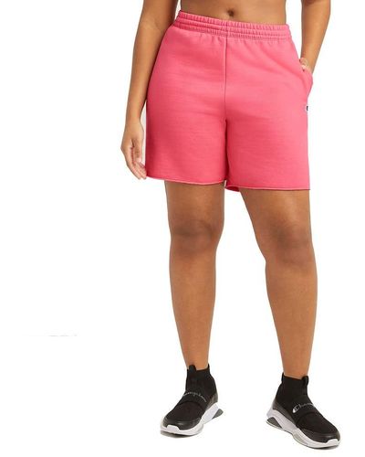 Champion , Powerblend, Comfortable Fleece Shorts For , 6.5", Pinky Peach, Small - Red