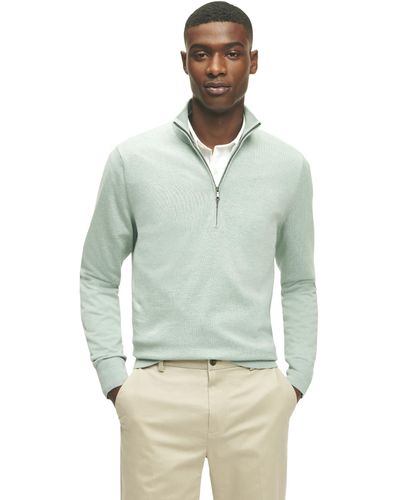 Brooks Brothers Regular Fit Supima Cotton Long Sleeve Half-zip Sweater - Green