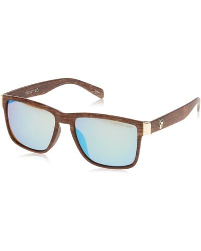 U.S. POLO ASSN. Pa1019 Casual Uv Protective Wood-grain Rectangular Sunglasses For . Classic Gifts For - Black