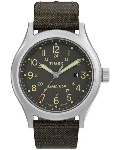 Timex 41 mm Expedition Fabric Strap Watch Silver/Olive/Olive One Size - Mehrfarbig