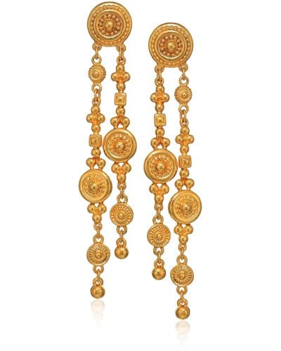 Ben-Amun Helen Of Troy Gold Linear Drop Earrings - Orange
