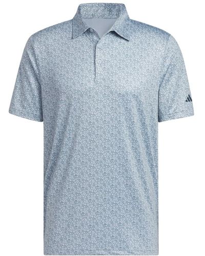 adidas S Ultimate365 Allover Print Golf Polo Shirt Blue