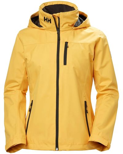 Helly Hansen Helly-hansen Womens Crew Hooded Midlayer Fleece Lined Waterproof Rain Jacket - Yellow