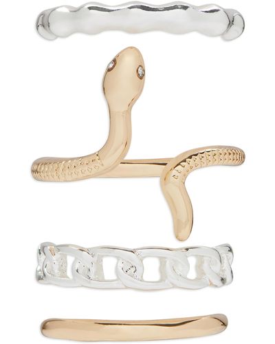 Lucky Brand Two Tone Snake Ring Stack - White