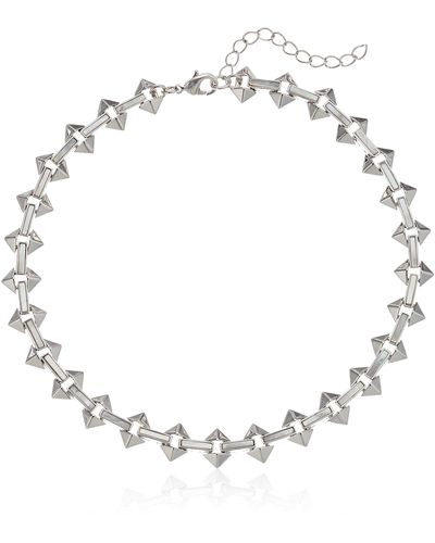Noir Jewelry Milky Moon Silver Choker Necklace - Metallic
