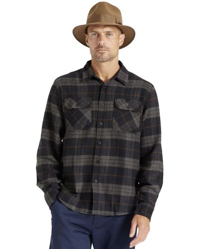 Brixton Mens Bowery L/s Flannel Button Down Shirt - Gray