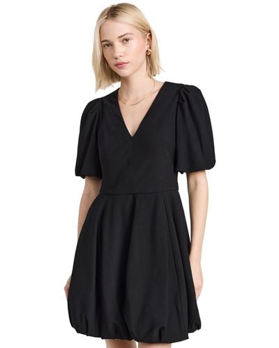 Shoshanna Nova V-neck Short Sleeve Bubble Hem Mini Dress - Black