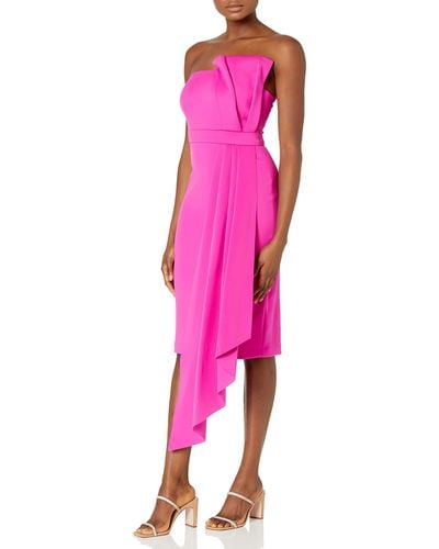 Eliza J Strapless Cocktail Dress With Asymetrical Detail - Pink