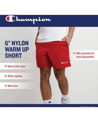 Champion Warm, Nylon, Gym , Athletic Shorts, 6", Swimming Line Color Script, Medium - Green