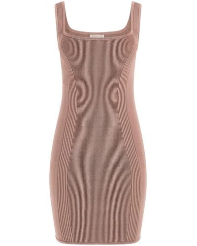 Guess Sleeveless Square Neck Lucia Rib Dress - Brown