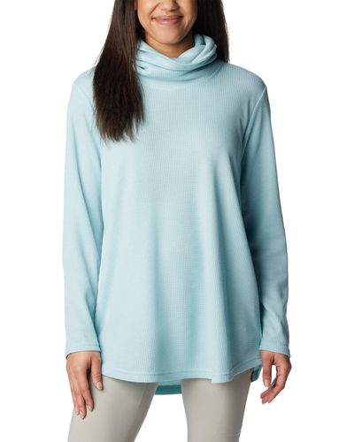 Columbia Holly Hideaway Waffle Cowl Neck Pullover - Blue