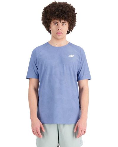 New Balance Q Speed Jacquard Short Sleeve In Poly Knit - Blue