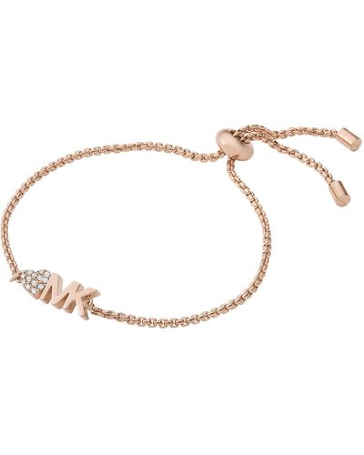 Michael Kors Brass And Pavé Crystal Mk Logo Chain Bracelet For - Metallic