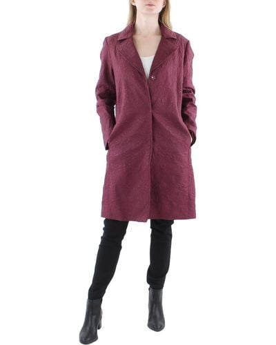 Anne Klein Quilted Snap Front Trench - Purple