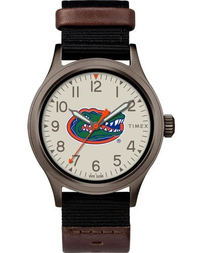 Timex Collegiate Clutch 40mm Watch – Florida Gators with Black Fabric & Brown Leather - Schwarz