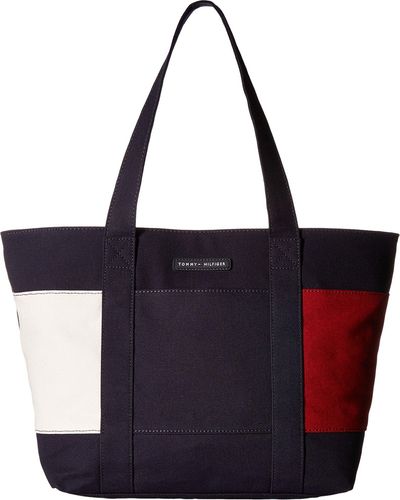 Tommy Hilfiger Womens Canvas Tote Shoulder Handbag - Red
