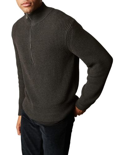 Velvet By Graham & Spencer Velvet Nicholai Long Sleeve Quarter Zip Sweater - Black