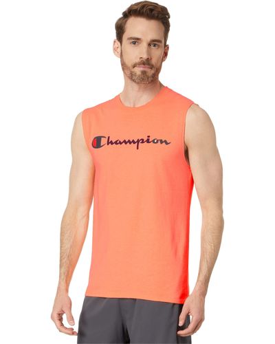 Champion Tank, Classic Graphic Muscle Tee, Sleeveless T-shirt For - Orange
