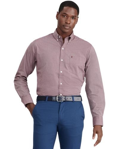 Izod Performance Comfort Long Sleeve Solid Button Down Shirt - Purple