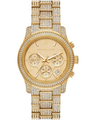 Michael Kors Runway Chronograph Gold-tone Stainless Steel Bracelet Watch - Metallic