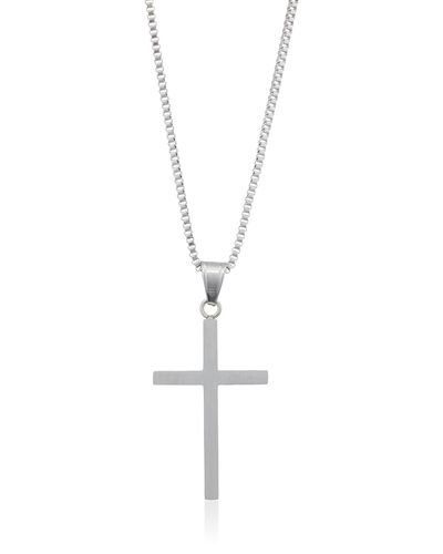 Amazon Essentials Stainless Steel Cross Pendant Necklace - Black