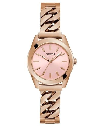 Guess Rose Gold Tone G-link Pink Dial Rose Gold Tone